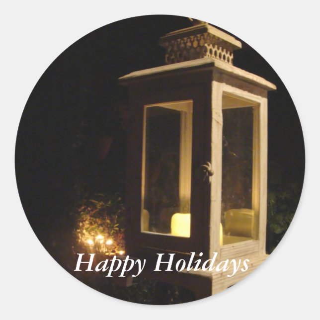 Courtyard by Lantern Light Classic Round Sticker (Front)