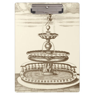 Courtyard Fountain with Ornamental Cherub Clipboard