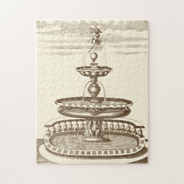 Courtyard Fountain with Ornamental Cherub Jigsaw Puzzle (Vertical)