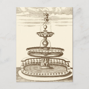 Courtyard Fountain with Ornamental Cherub Postcard