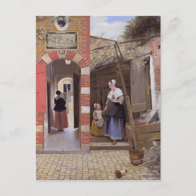 Courtyard of a house in Delft by Pieter de Hooch Postcard (Front)