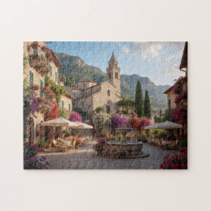 Courtyard of an Italian village with a church Jigsaw Puzzle