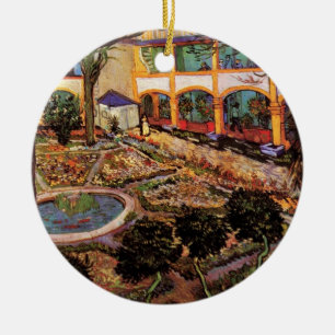 Courtyard of Hospital at Arles by Vincent van Gogh Ceramic Tree Decoration