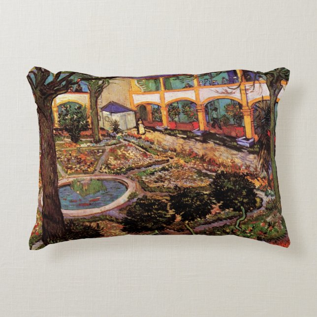 Courtyard of Hospital at Arles by Vincent van Gogh Decorative Cushion (Front)