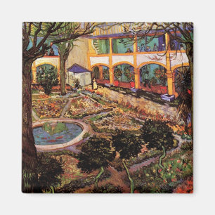 Courtyard of Hospital at Arles by Vincent van Gogh Magnet