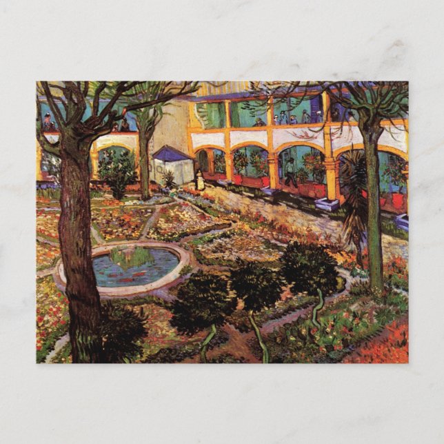 Courtyard of Hospital at Arles by Vincent van Gogh Postcard (Front)