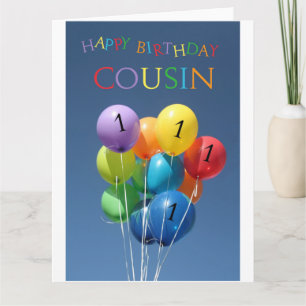 Cousin 1st happy balloon birthday card