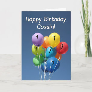 Cousin 1st happy balloon birthday card