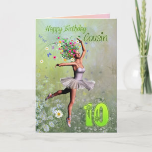 Cousin age 10, flower fairy birthday card