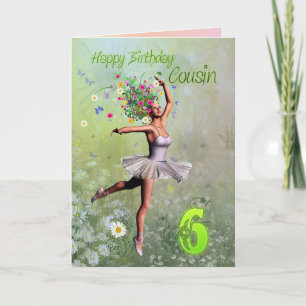 Cousin age 6, flower fairy birthday card