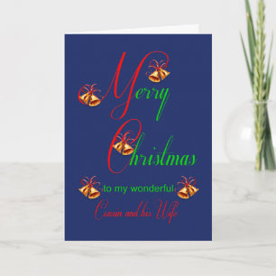 Cousin and his Wife Christmas Bells Holiday Card