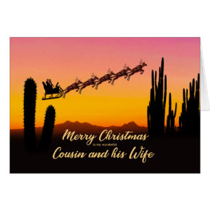 Cousin and his Wife Christmas Santa Over Desert