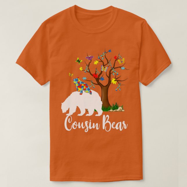 Cousin Bear Autism Awareness Love Support T-Shirt (Design Front)