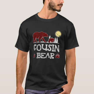 Cousin Bear Christmas Pajama Red Plaid Buffalo Fam T-Shirt