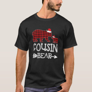 Cousin Bear Christmas Pajama Red Plaid Buffalo Fam T-Shirt