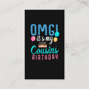 Cousin Birthday Cake Funny Balloon Boys Kid Party Business Card