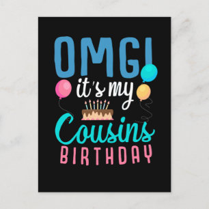 Cousin Birthday Cake Funny Balloon Boys Kid Party Postcard
