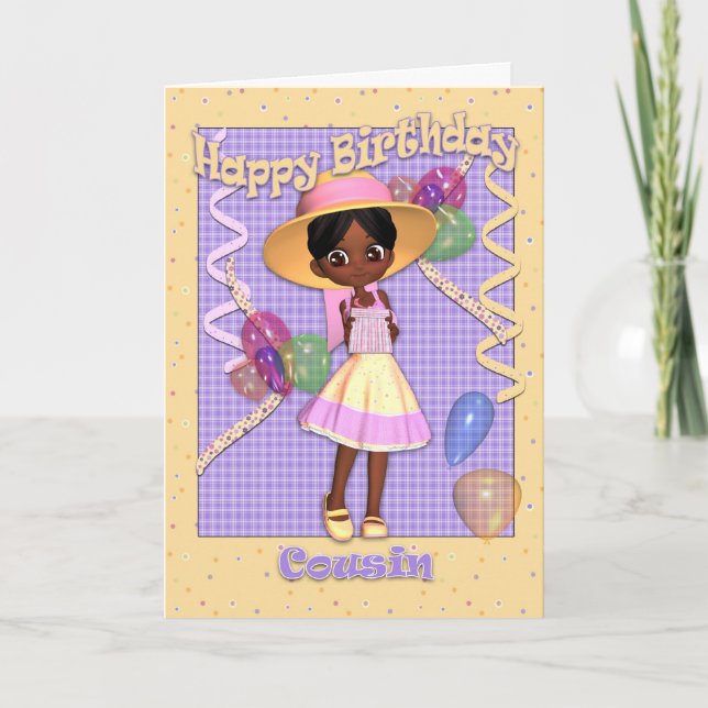 Cousin Birthday Card - Cute Little Girl (Front)
