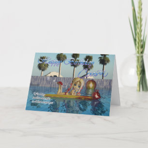 Cousin Birthday card, Moonies Cutie Pie pool colle Card
