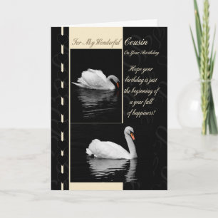 Cousin Birthday Card Swans