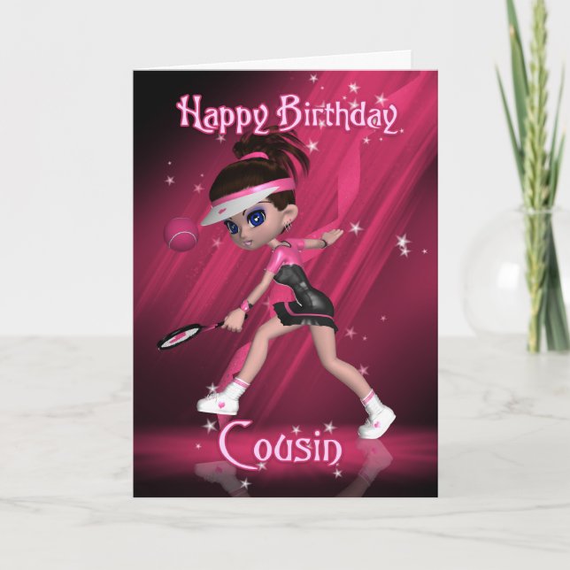 Cousin Birthday Card - Tennis (Front)