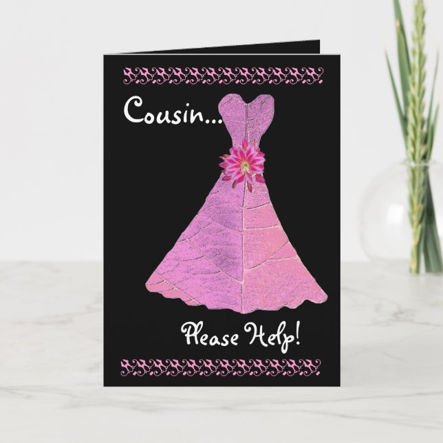 COUSIN Bridesmaid  Invitation PINK Gown V01 (Front)
