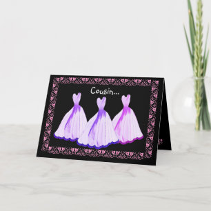 COUSIN - Bridesmaid Invitation PURPLE Gowns