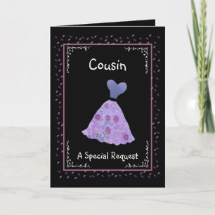 COUSIN - Bridesmaid - Purple Flowered Dress Invitation