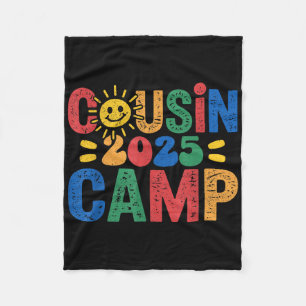 Cousin Camp 2025 Camping Campfire Summer Vacation Fleece Blanket