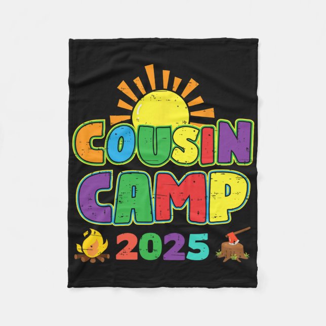 Cousin Camp 2025 Family Vacation Summer Camping Cr Fleece Blanket (Front)