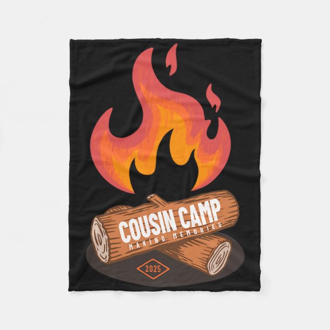 Cousin Camp 2025 Fun Summer Camping Campfire Graph Fleece Blanket (Front)