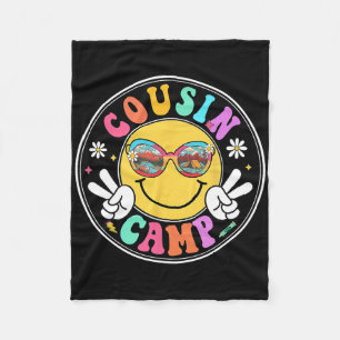 Cousin Camp 2025 Funny Camping Crew Summer Family Fleece Blanket