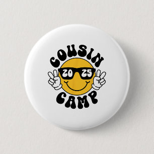 Cousin Camp 2025 Smile Face Vacation Summer Campin 6 Cm Round Badge