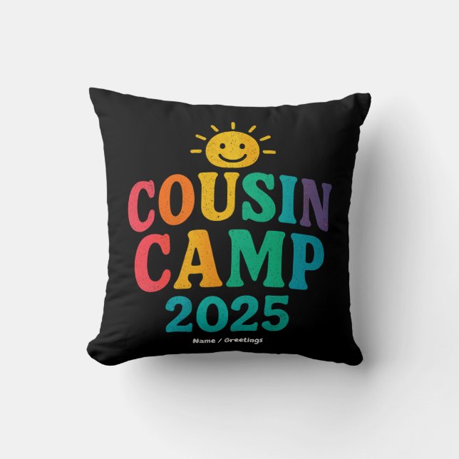Cousin Camp 2025 Summer Vacation Fun Camping  Cushion (Front)