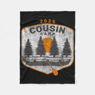 Cousin Camp 2025 Vintage Canoe Art Summer Family C Fleece Blanket