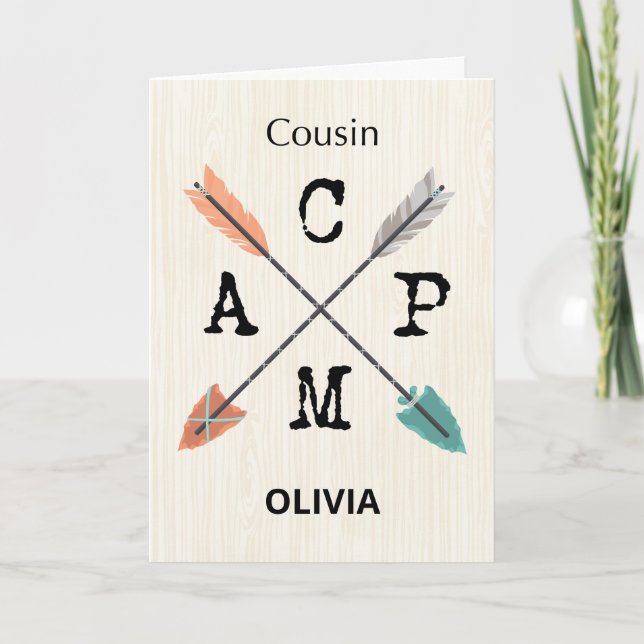 Cousin Camp Personalise Name Arrows Card (Front)