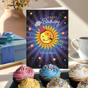 Cousin Celestial Sun Universe Happy Birthday Card