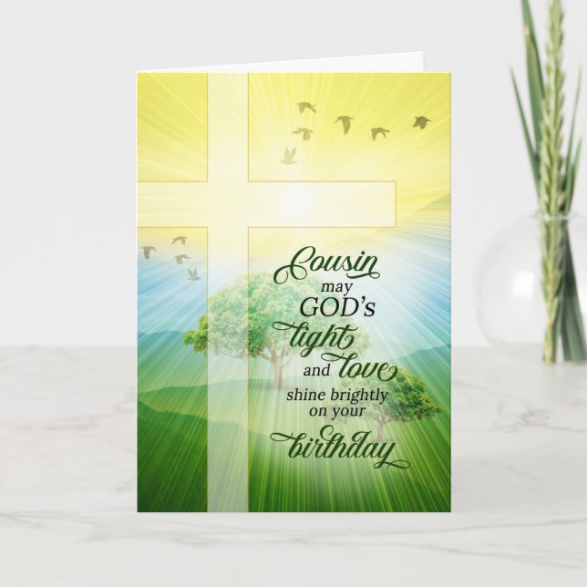 Cousin Christian God's Light Love Birthday Card (Front)