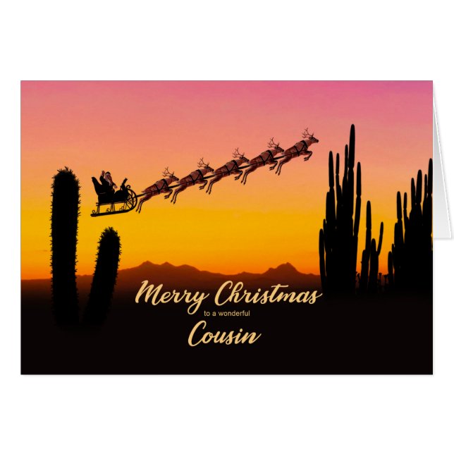 Cousin Christmas Santa Over Desert (Front Horizontal)