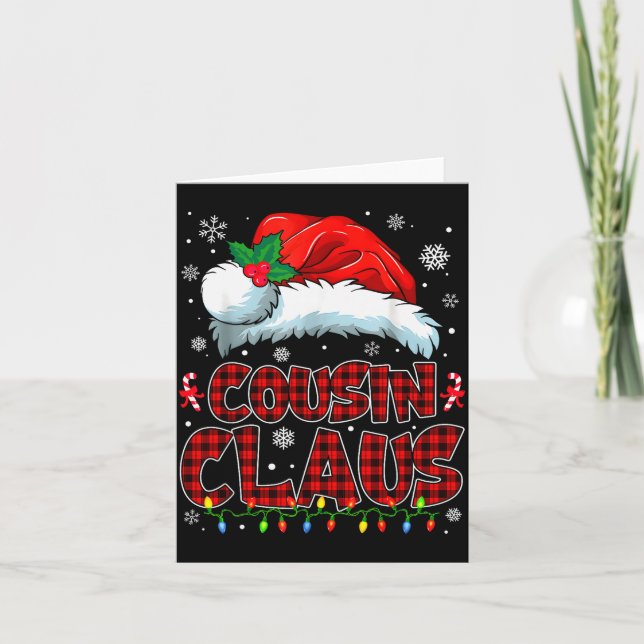 Cousin Claus Christmas Lights Pajama Family Group  Card (Front)