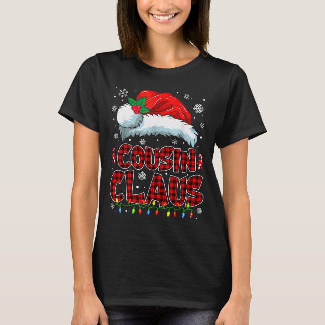 Cousin Claus Christmas Lights Pajama Family Group  T-Shirt (Front)