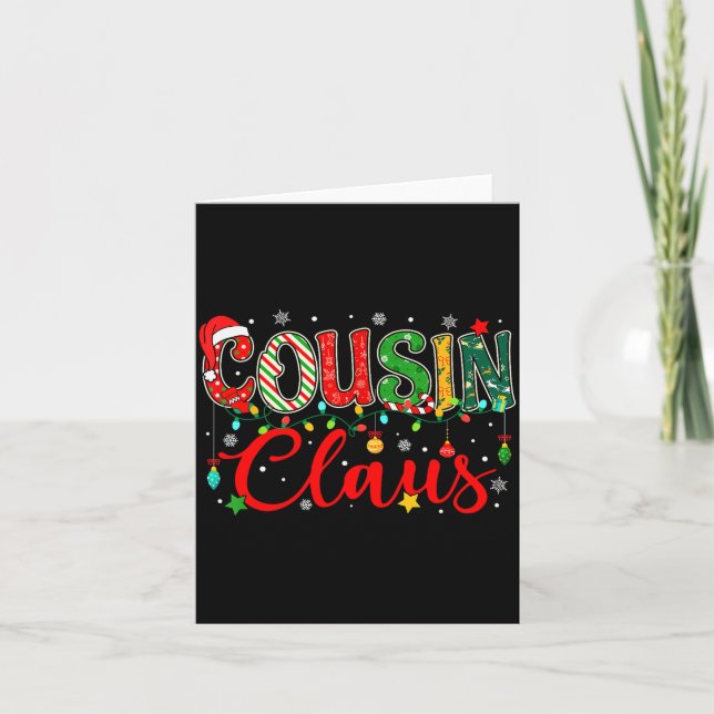 Cousin Claus Christmas Lights Pajama Family Matchi Card (Front)