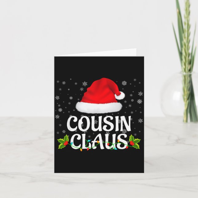Cousin Claus Christmas Lights Santa Pajama Family  Card (Front)