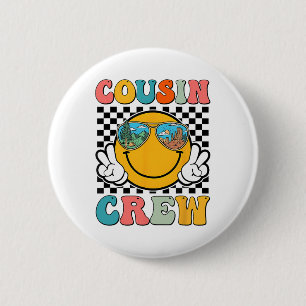 Cousin Crew 2024 Groovy Family Vacation Summer Cam 6 Cm Round Badge