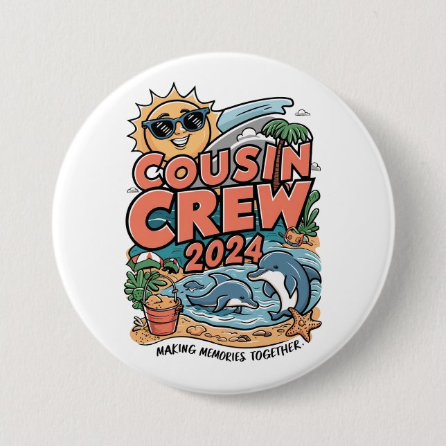 Cousin crew 2024 Summer Vacation Beach Family Trip 7.5 Cm Round Badge (Front)