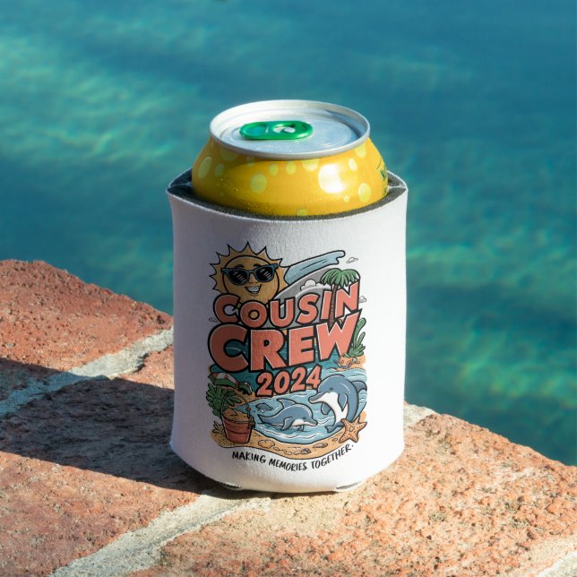 Cousin crew 2024 Summer Vacation Beach Family Trip Can Cooler (In Situ Pool)