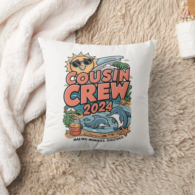 Cousin crew 2024 Summer Vacation Beach Family Trip Cushion (Blanket)