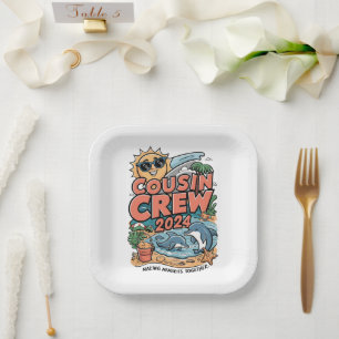 Cousin crew 2024 Summer Vacation Beach Family Trip Paper Plate