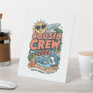 Cousin crew 2024 Summer Vacation Beach Family Trip Pedestal Sign