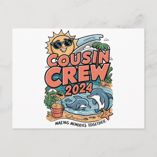 Cousin crew 2024 Summer Vacation Beach Family Trip Postcard (Front)